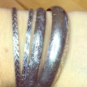 NWT Silver colored fashion bangles medium